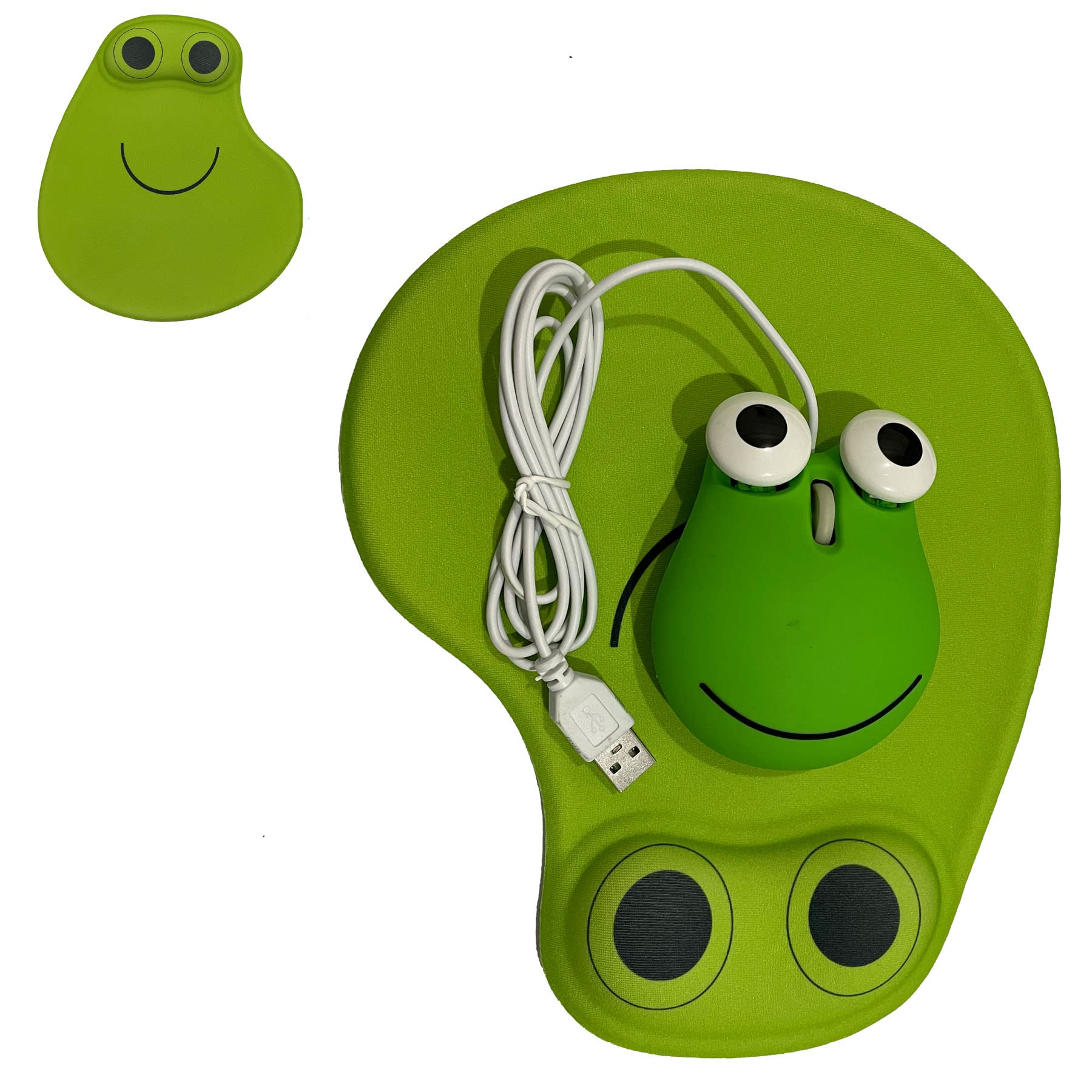 Cute Wired Frog Mouse and Pad Set for Kids Adults - Mini Small